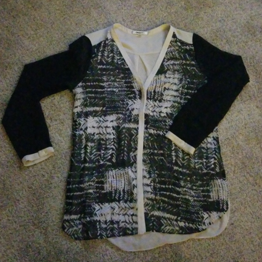Dkny sheer long sleeve dressy shirt